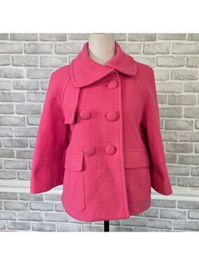 Vtg Esprit Wool Blend Pink Tweed Peacoat Barbiecore Mod Retro Twee Spring Jacket